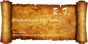 Raskovics Tünde névjegykártya