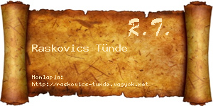 Raskovics Tünde névjegykártya