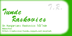 tunde raskovics business card